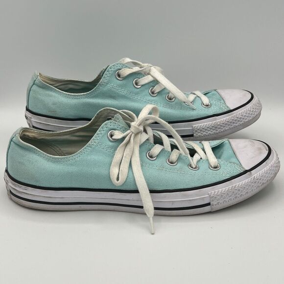Converse Light Aqua/Turquoise Double Tongue Low Top Canvas Shoes W10 - Picture 2 of 7